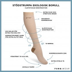 Stödstrumpor bomull beige